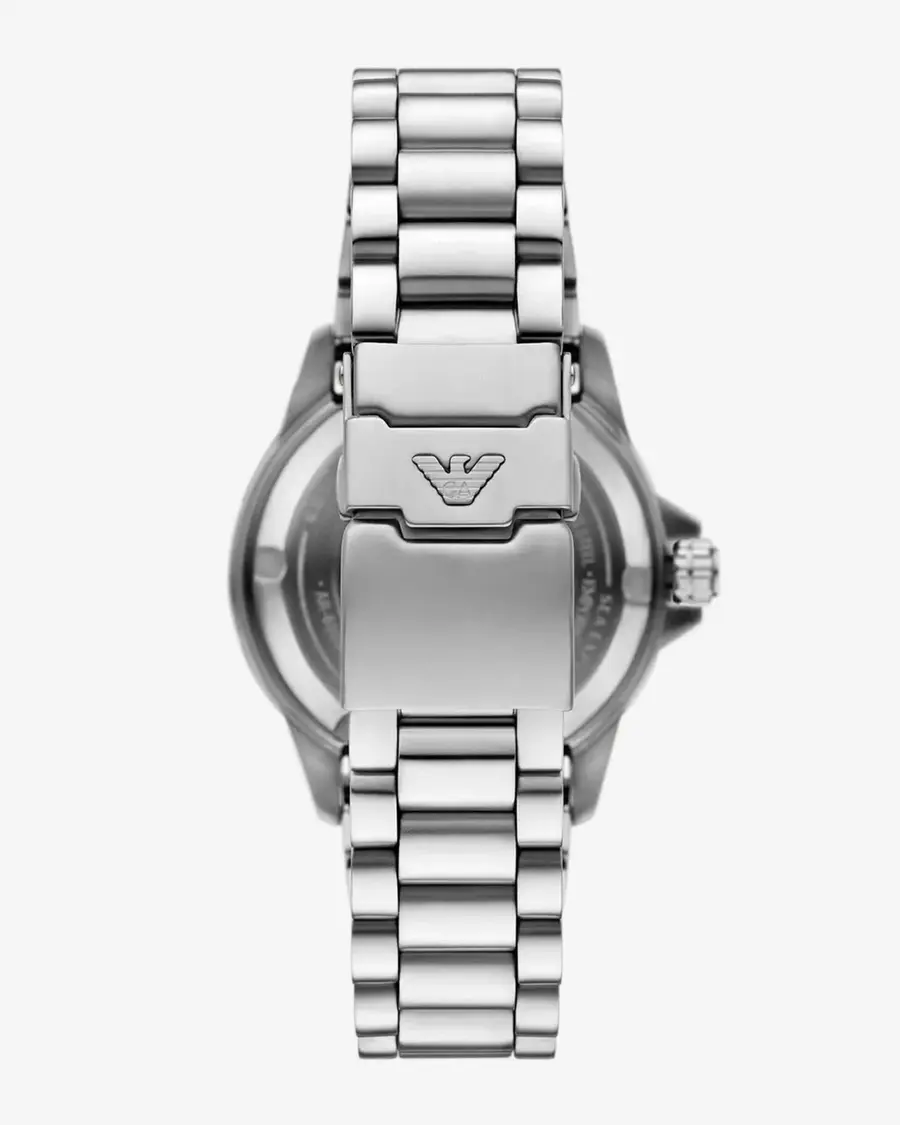 Relógio Empório Armani Sea Explorer Diver Automático Masculino Em Aço Prateado