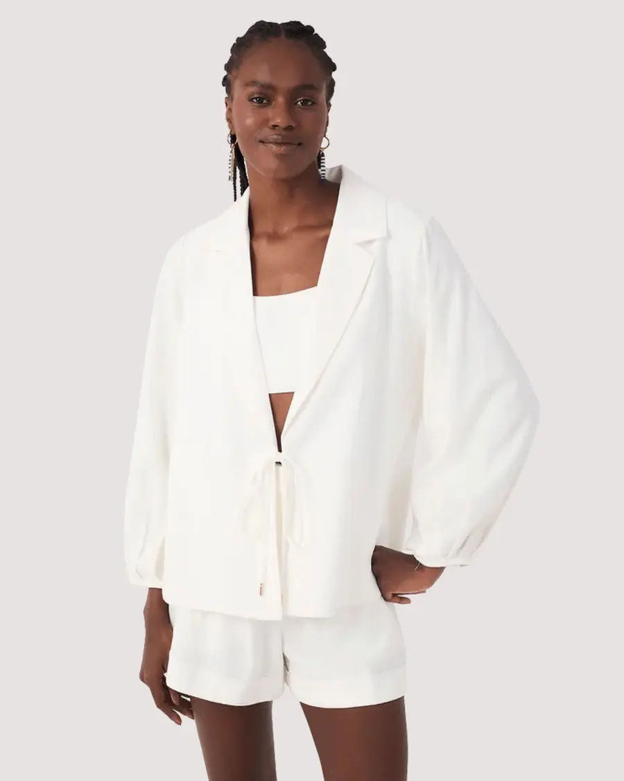 Blazer Linho Amarração Frente Dress To